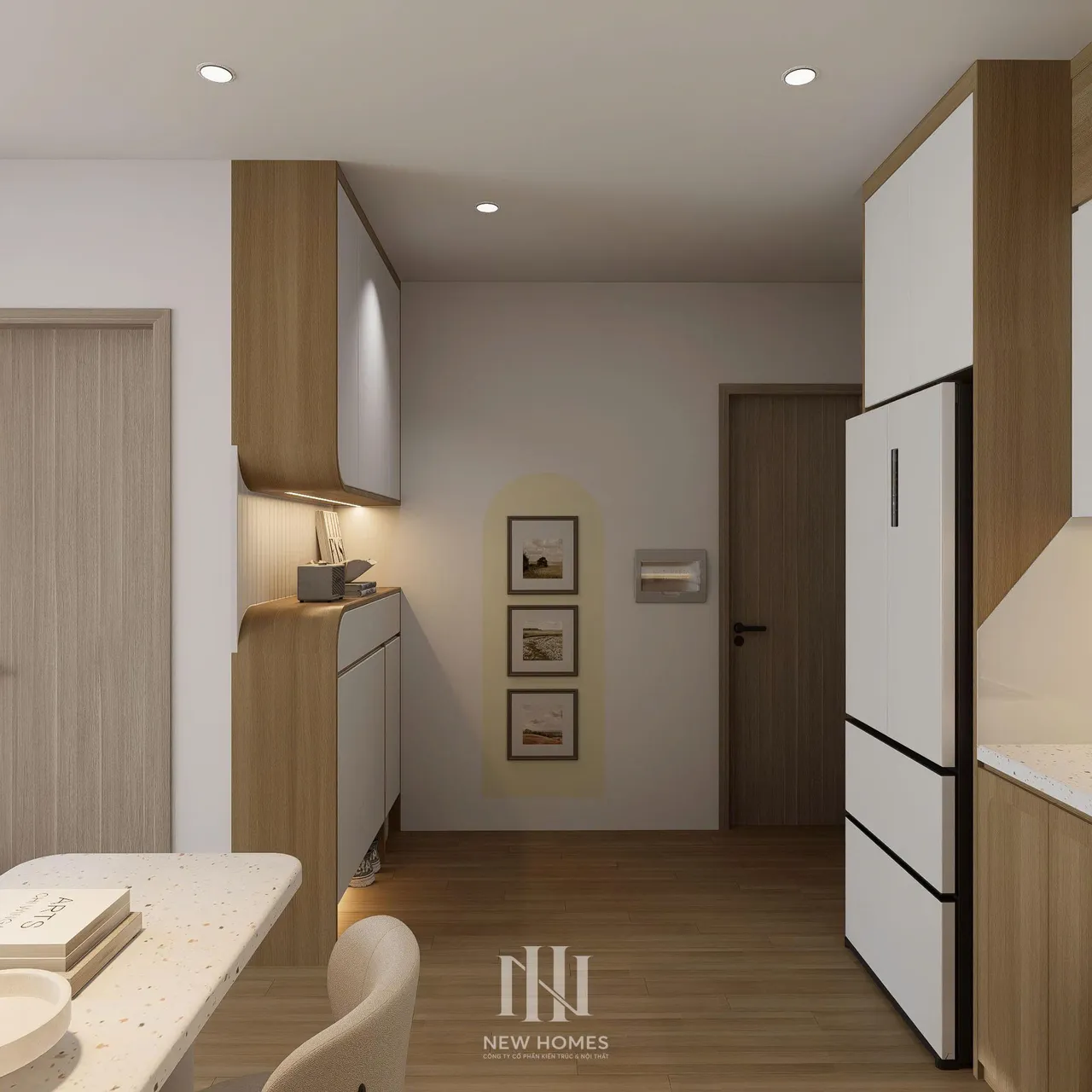 Căn 1PN Hiện đại — GS6 Vinhomes Smart City — sảnh – lối vào, thiết kế 3d