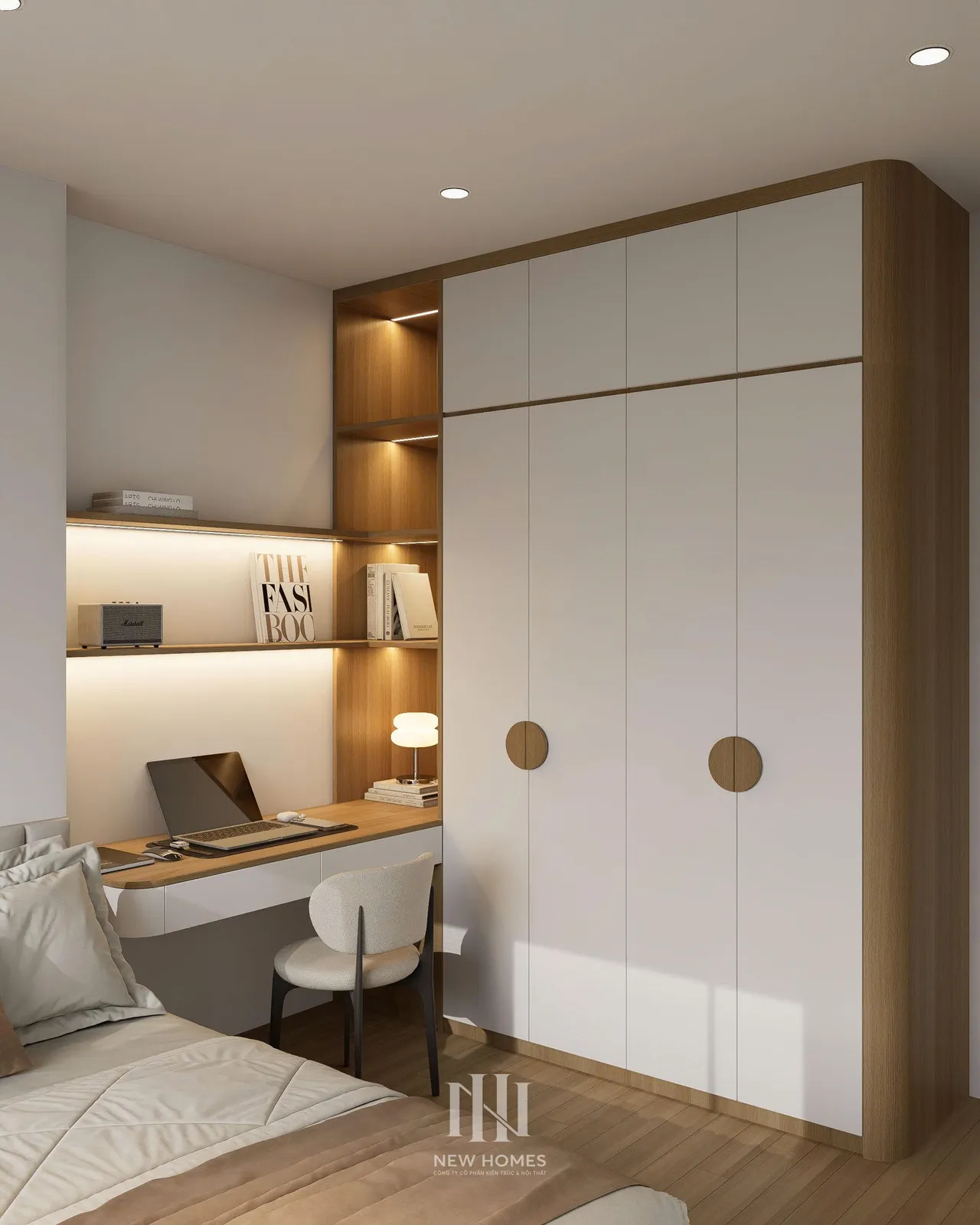 Căn 1PN Hiện đại — GS6 Vinhomes Smart City — phòng ngủ master, thiết kế 3d
