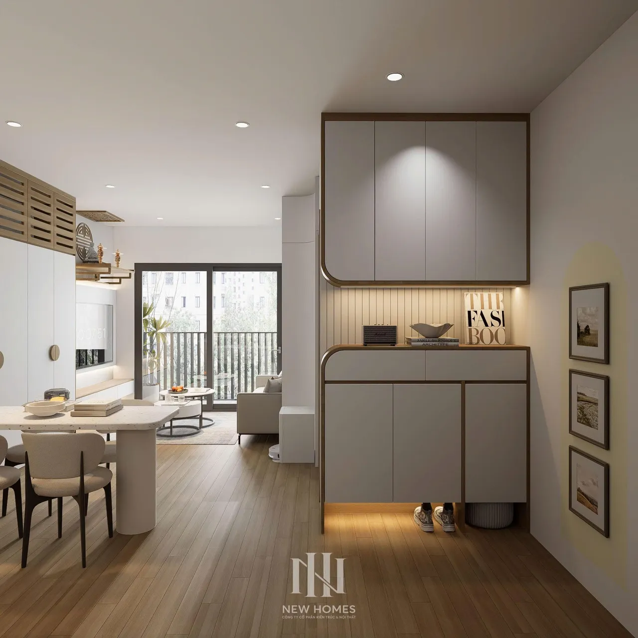 Căn 1PN Hiện đại — GS6 Vinhomes Smart City — sảnh – lối vào, thiết kế 3d