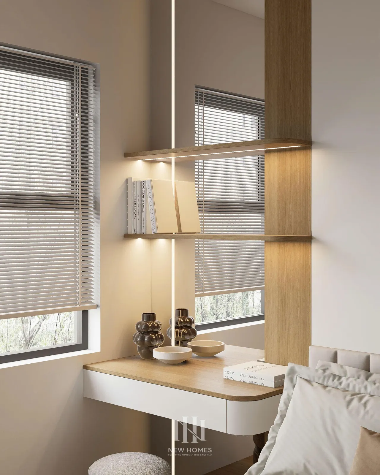 Căn 1PN Hiện đại — GS6 Vinhomes Smart City — phòng ngủ master, thiết kế 3d