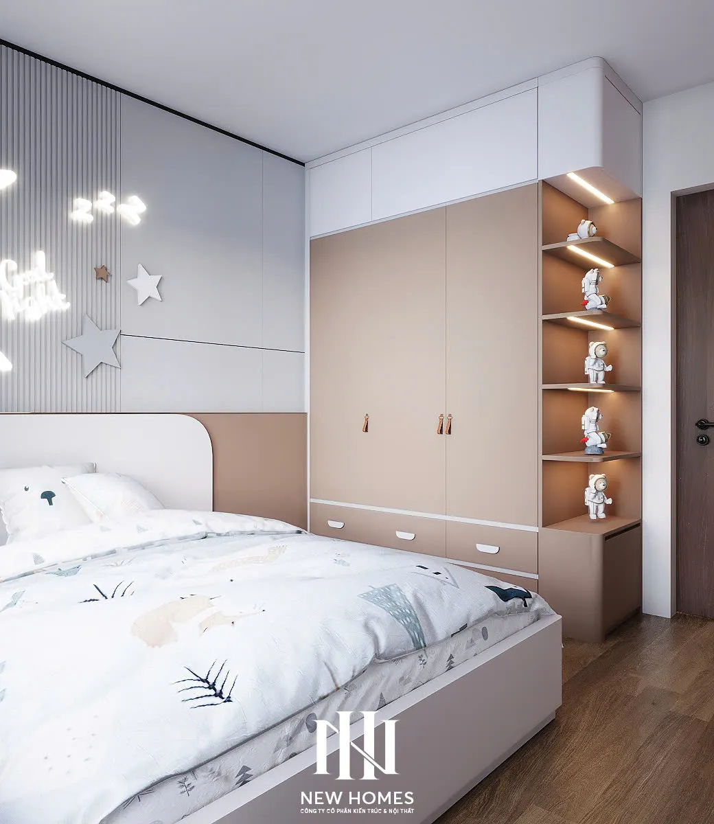 Căn 2PN Hiện đại — GS6 Vinhomes Smart City — phòng ngủ 2, thiết kế 3d