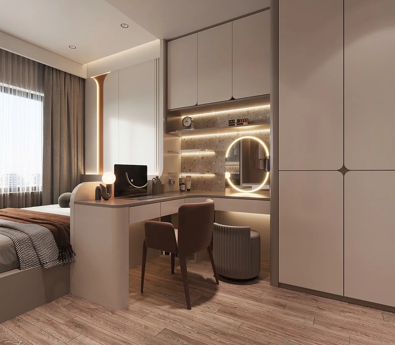 Mẫu nội thất Hiện đại — Hoà Bình Green City — phòng ngủ master, thiết kế 3d