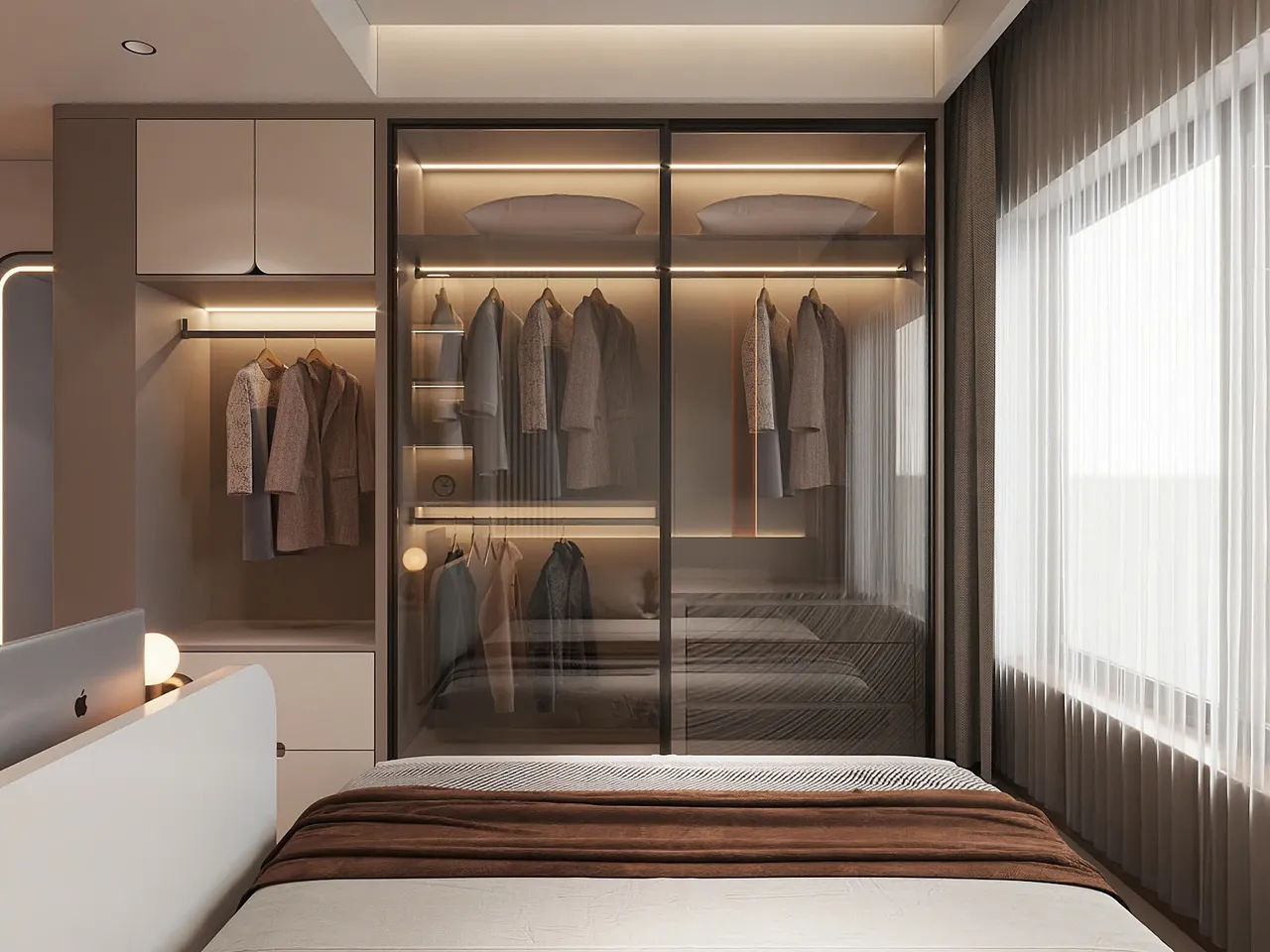 Mẫu nội thất Hiện đại — Hoà Bình Green City — phòng ngủ master, thiết kế 3d