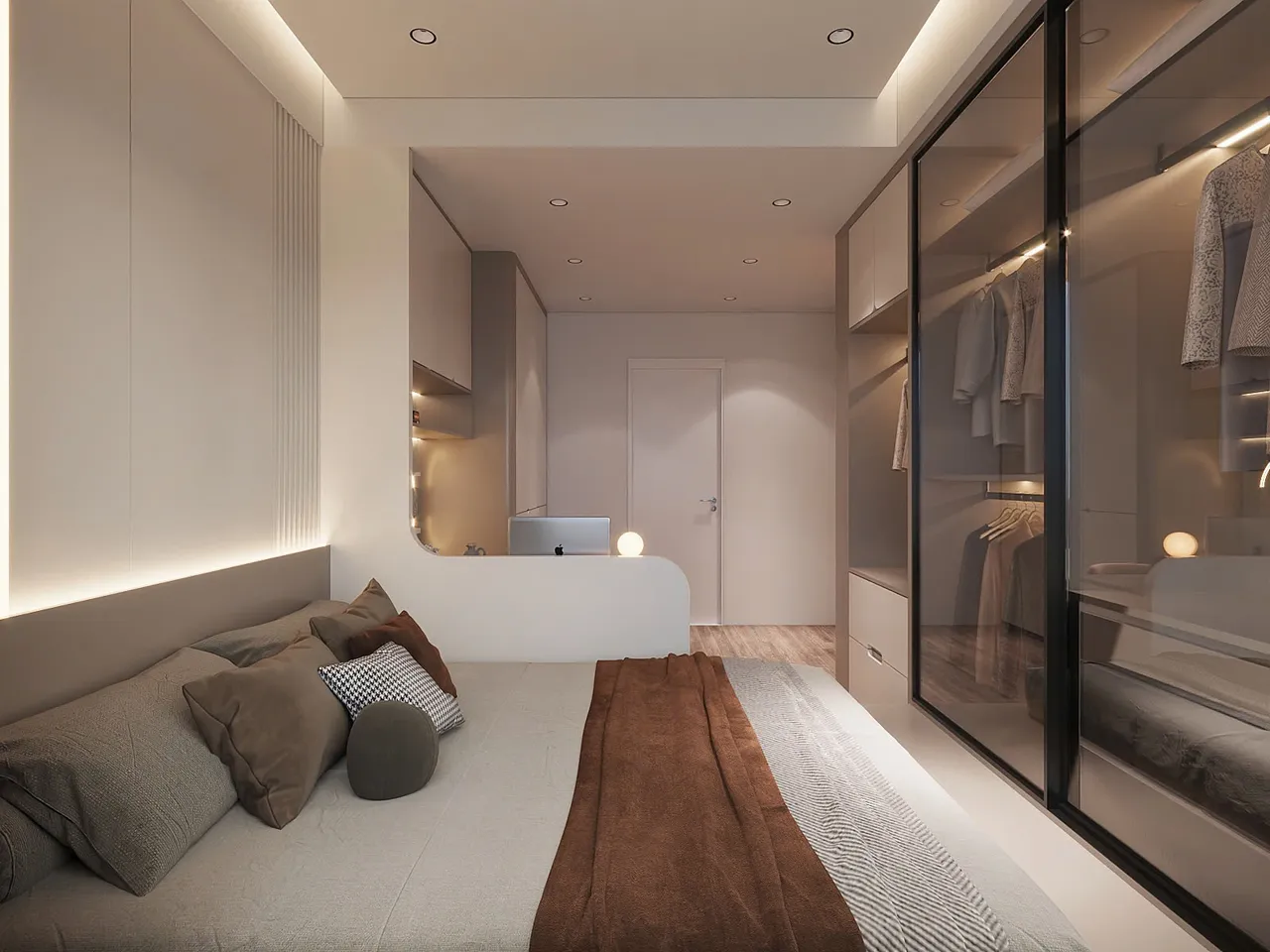 Mẫu nội thất Hiện đại — Hoà Bình Green City — phòng ngủ master, thiết kế 3d