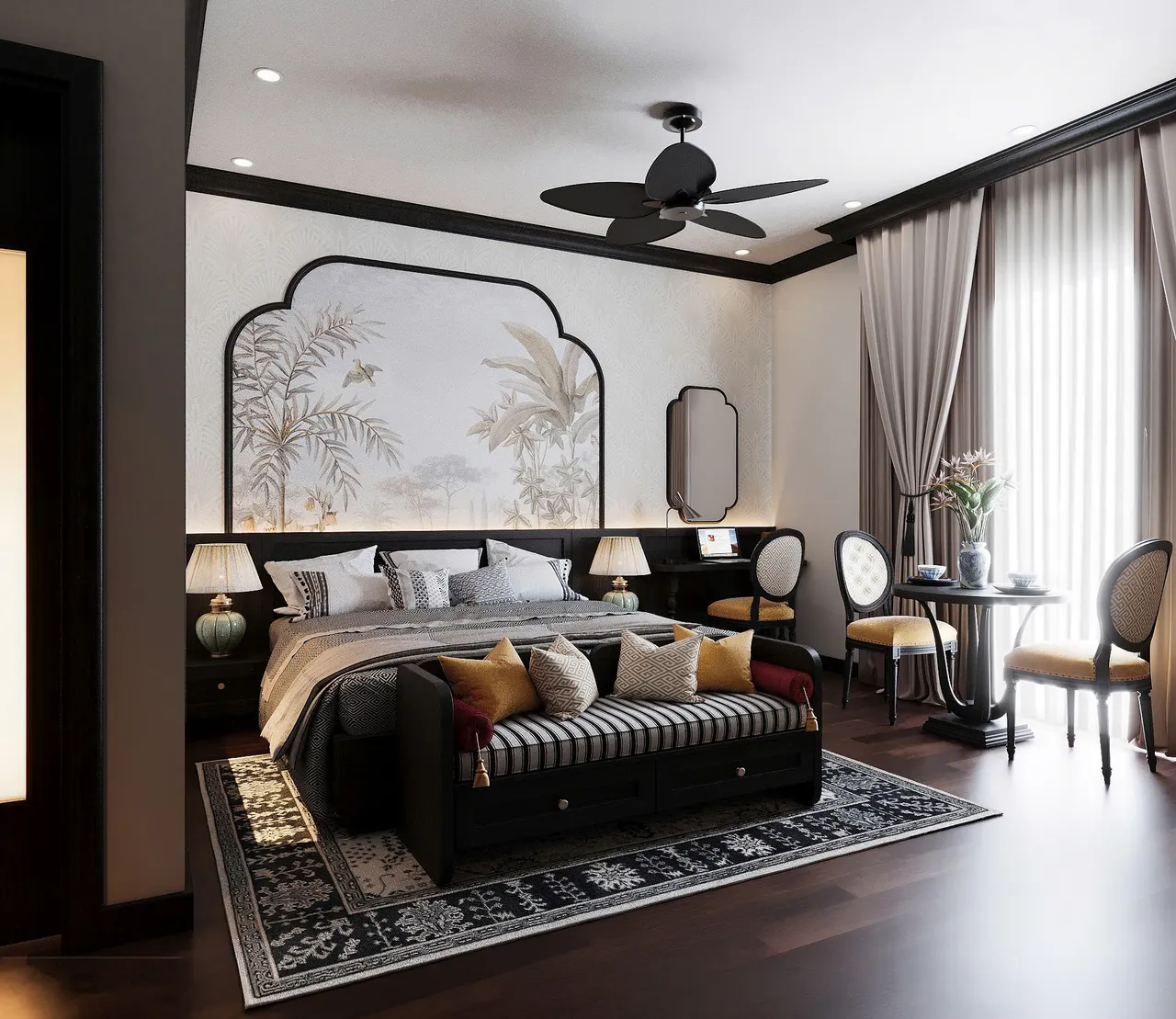 Mẫu nội thất — Khách sạn Nga — phòng ngủ master, thiết kế 3d