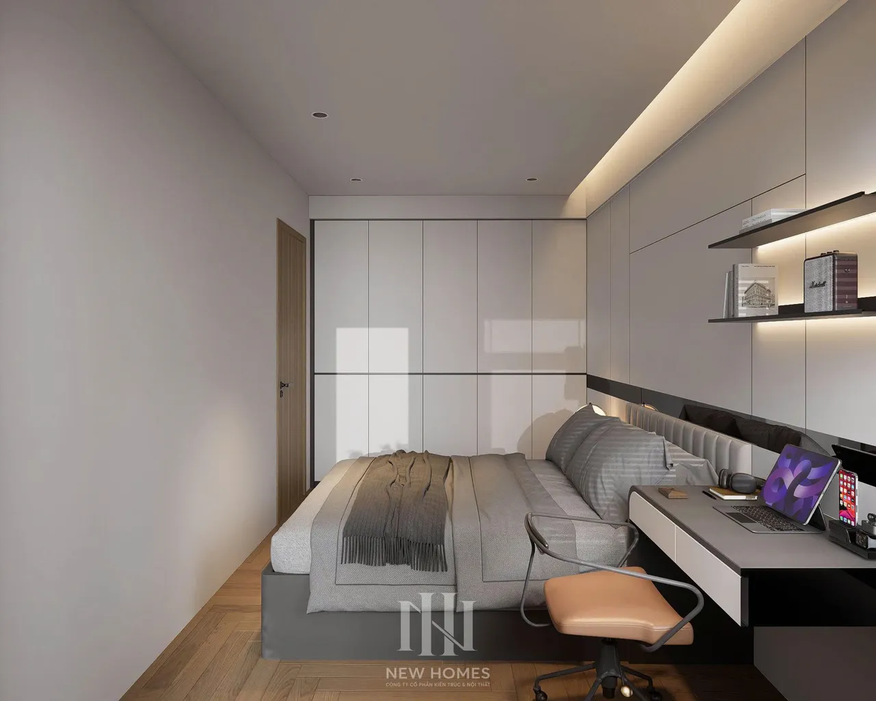 Căn 3PN Hiện đại — Lumi Hà Nội toà S1 — phòng ngủ 2, thiết kế 3d