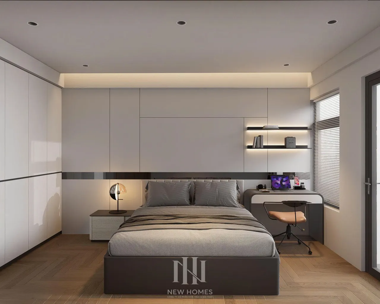 Căn 3PN Hiện đại — Lumi Hà Nội toà S1 — phòng ngủ 2, thiết kế 3d