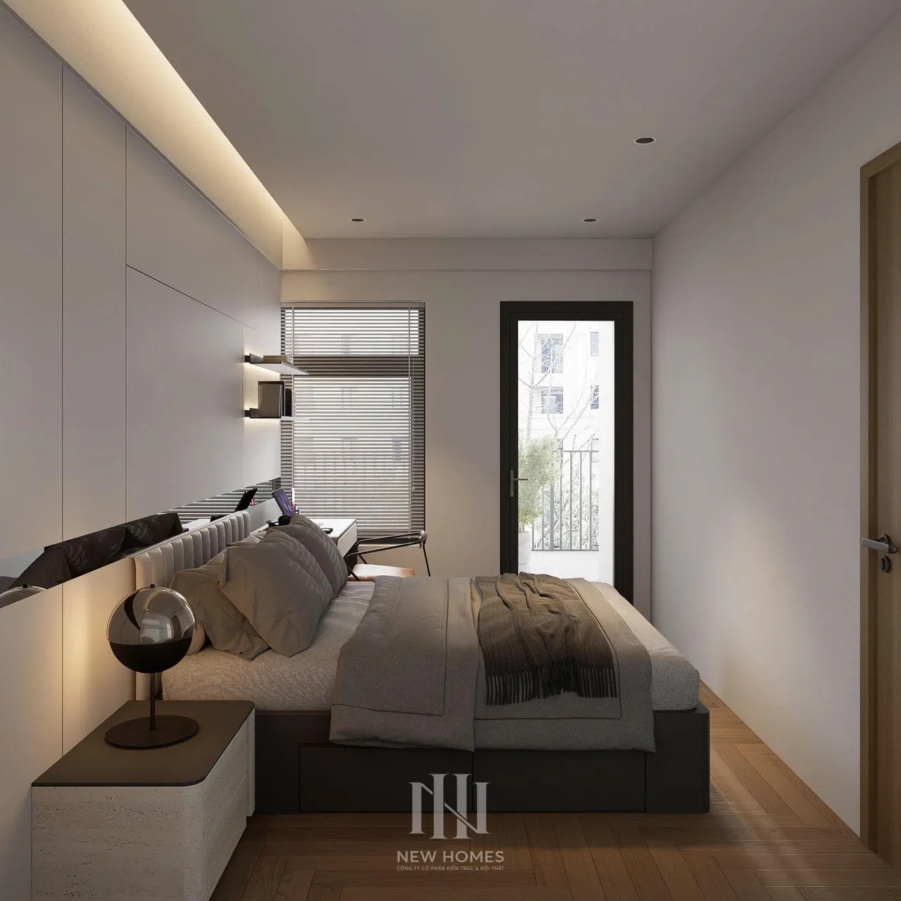 Căn 3PN Hiện đại — Lumi Hà Nội toà S1 — phòng ngủ 2, thiết kế 3d