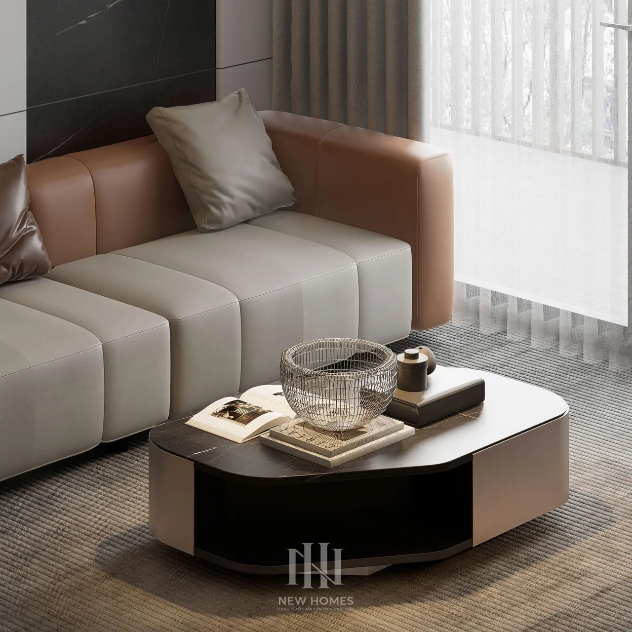 Căn 3PN Hiện đại — Lumi Hà Nội toà S1 — phòng khách, thiết kế 3d