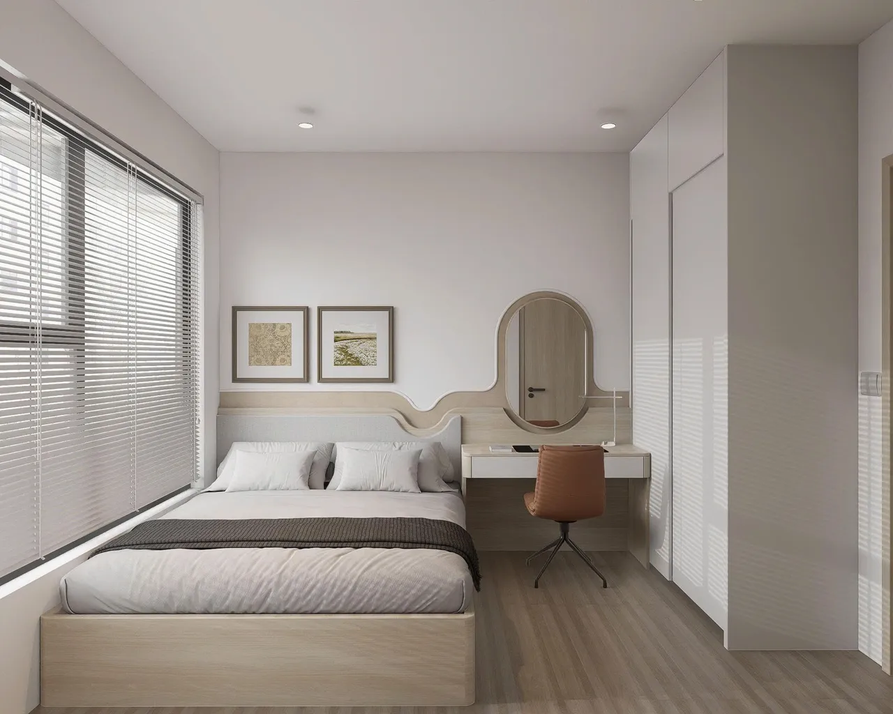 Căn 2PN Hiện đại — Lumi Hà Nội toà S5 — phòng ngủ master, thiết kế 3d
