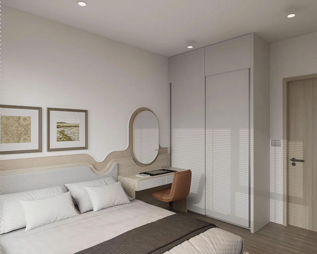 Căn 2PN Hiện đại — Lumi Hà Nội toà S5 — phòng ngủ master, thiết kế 3d