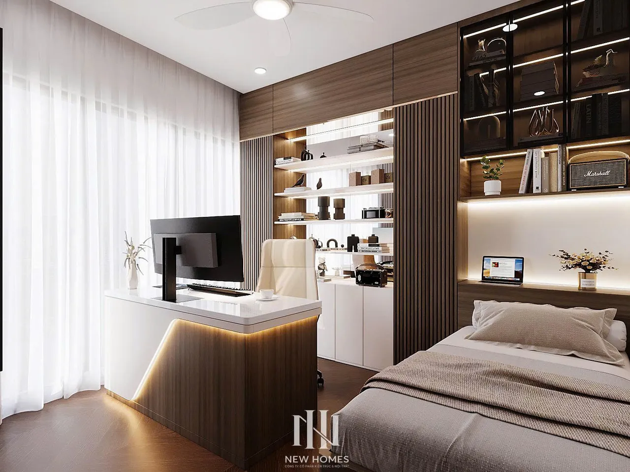 Căn 3PN Hiện đại — Lumière Evergreen toà A1 — phòng ngủ 3, thiết kế 3d
