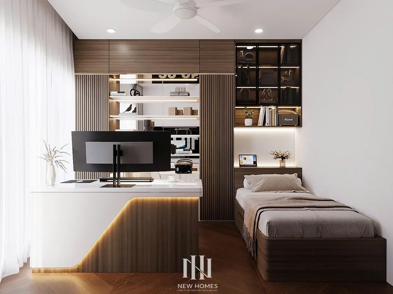 Căn 3PN Hiện đại — Lumière Evergreen toà A1 — phòng ngủ 3, thiết kế 3d