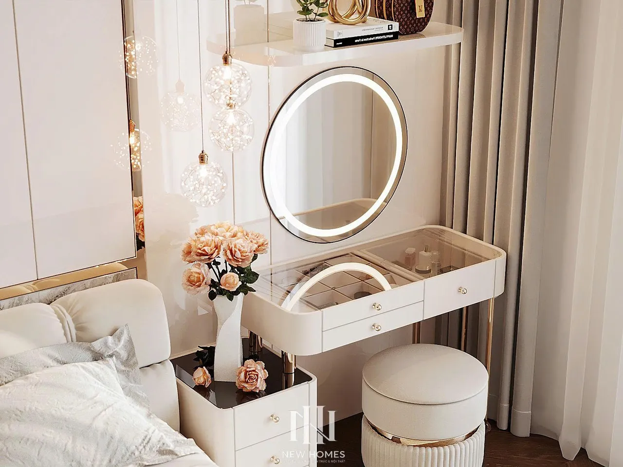 Căn 3PN Hiện đại — Lumière Evergreen toà A1 — phòng ngủ master, thiết kế 3d