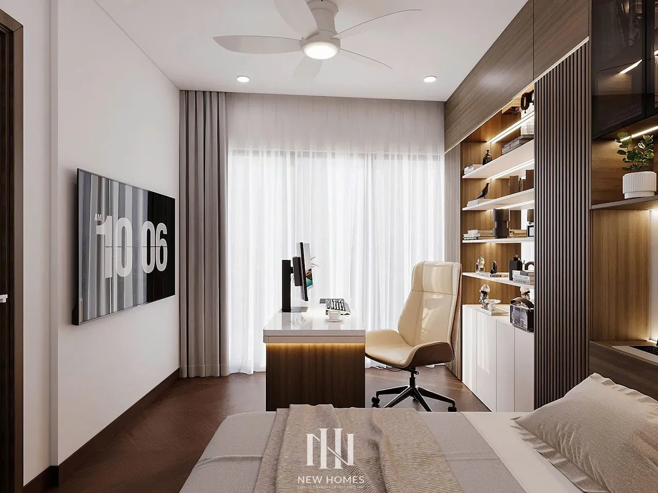 Căn 3PN Hiện đại — Lumière Evergreen toà A1 — phòng ngủ 3, thiết kế 3d