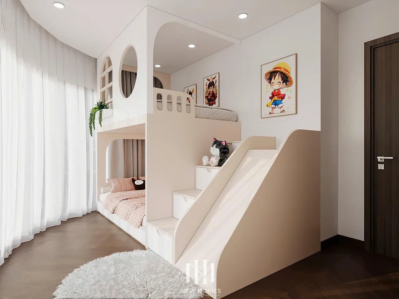 Căn 3PN Hiện đại — Lumière Evergreen toà A1 — phòng ngủ 3, thiết kế 3d