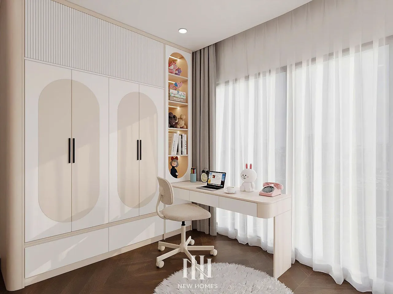 Căn 3PN Hiện đại — Lumière Evergreen toà A1 — phòng ngủ 3, thiết kế 3d
