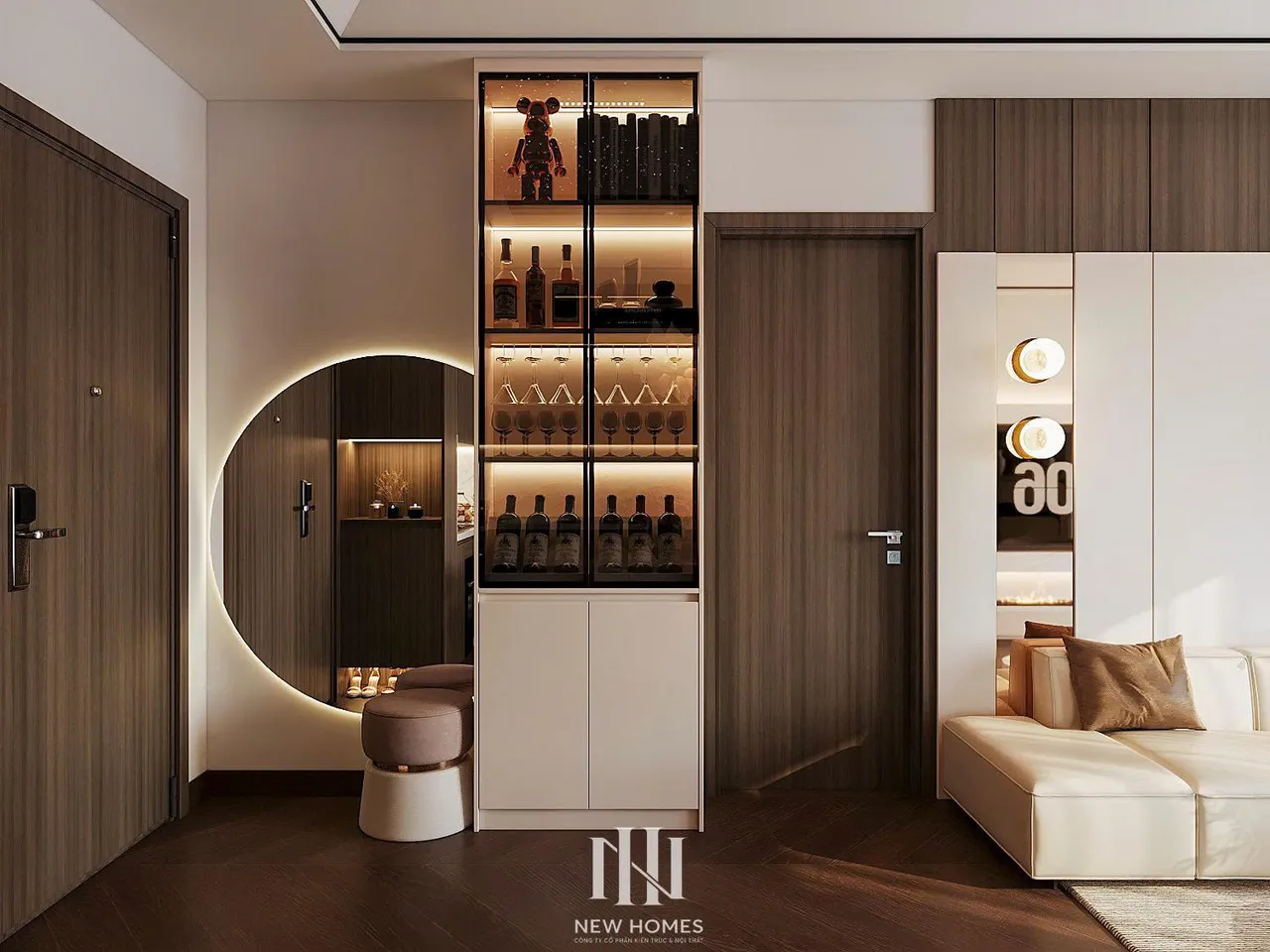 Căn 3PN Hiện đại — Lumière Evergreen toà A1 — sảnh – lối vào, thiết kế 3d