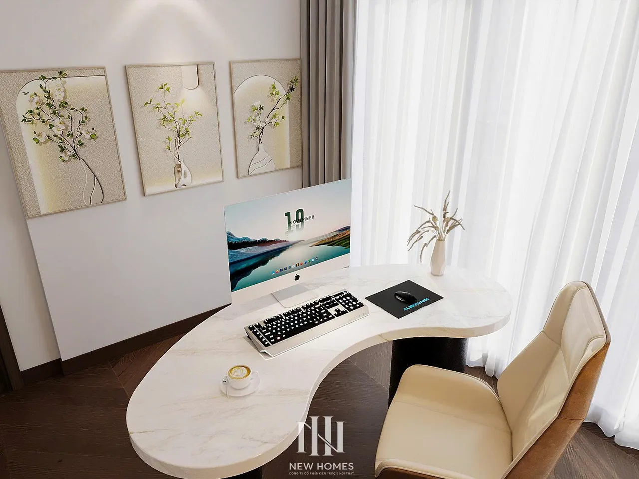 Căn 3PN Hiện đại — Lumière Evergreen toà A1 — phòng ngủ 2, thiết kế 3d