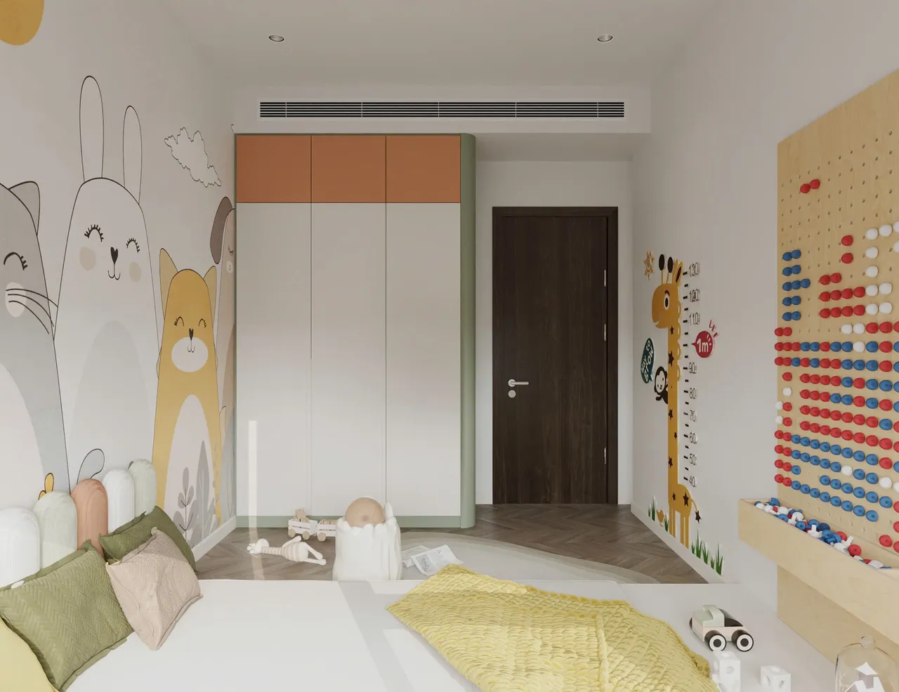 Căn 2PN Hiện đại — Lumière Evergreen toà A1 — phòng ngủ 2, thiết kế 3d