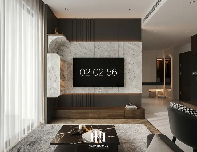 Phòng khách — Căn 2PN Hiện đại — Lumière Evergreen toà A1