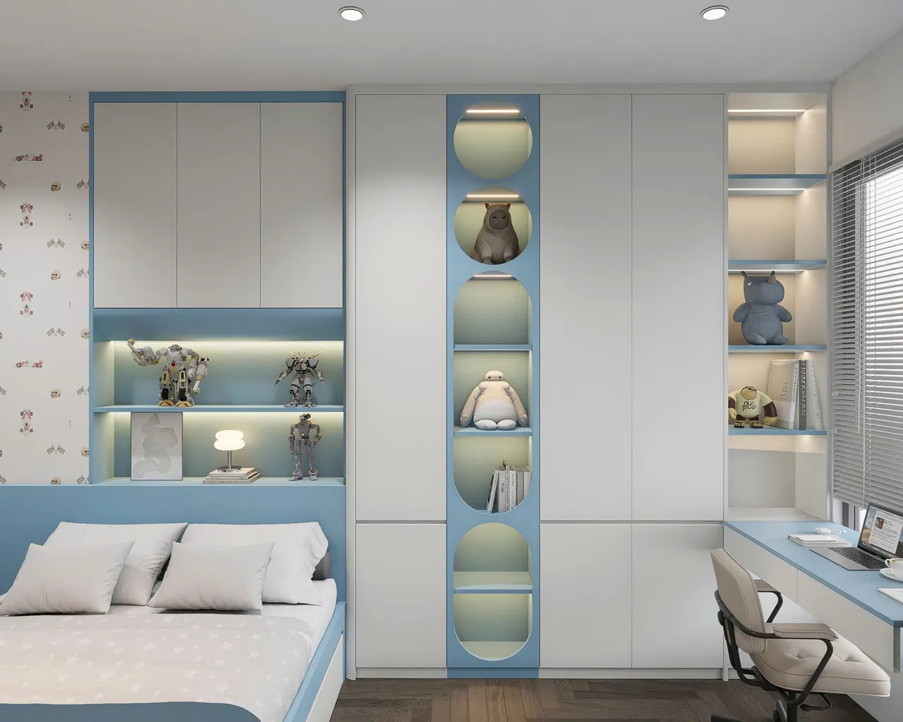 Căn 3PN Hiện đại — Lumière Evergreen toà A1 — phòng ngủ 3, thiết kế 3d
