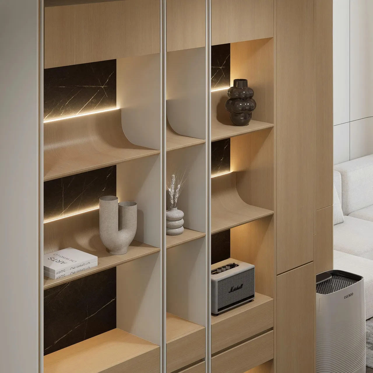 Căn 3PN Hiện đại — Lumière Evergreen toà A1 — phòng khách, thiết kế 3d