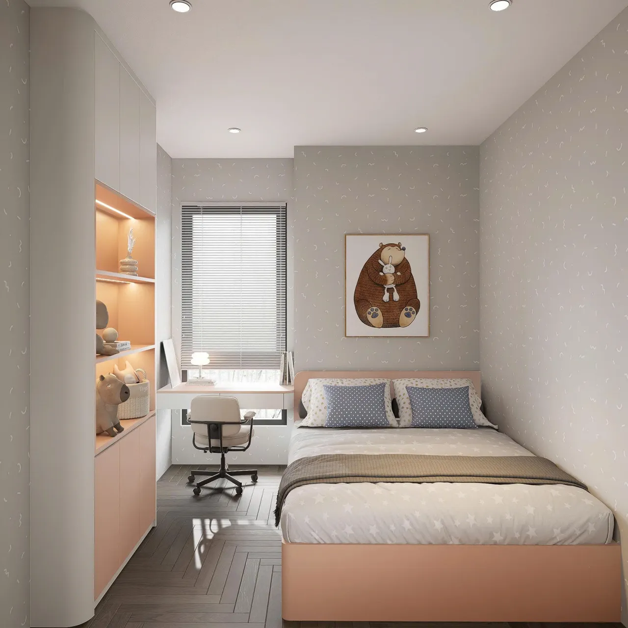 Căn 3PN Hiện đại — Lumière Evergreen toà A1 — phòng ngủ 2, thiết kế 3d