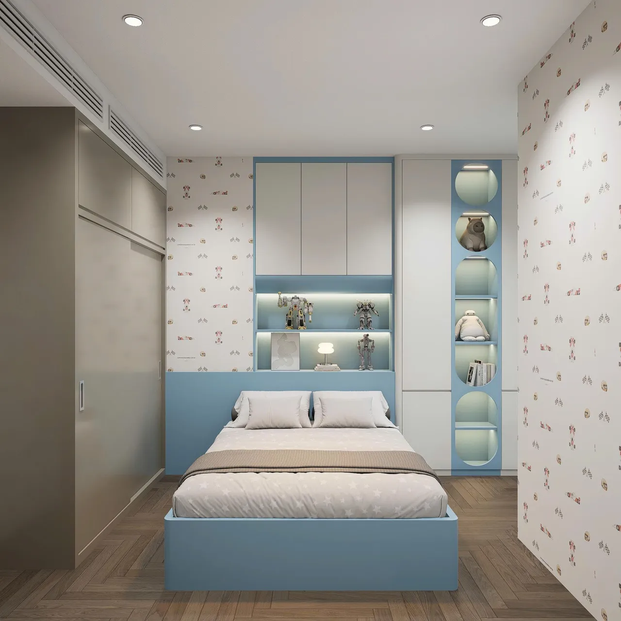 Căn 3PN Hiện đại — Lumière Evergreen toà A1 — phòng ngủ 3, thiết kế 3d