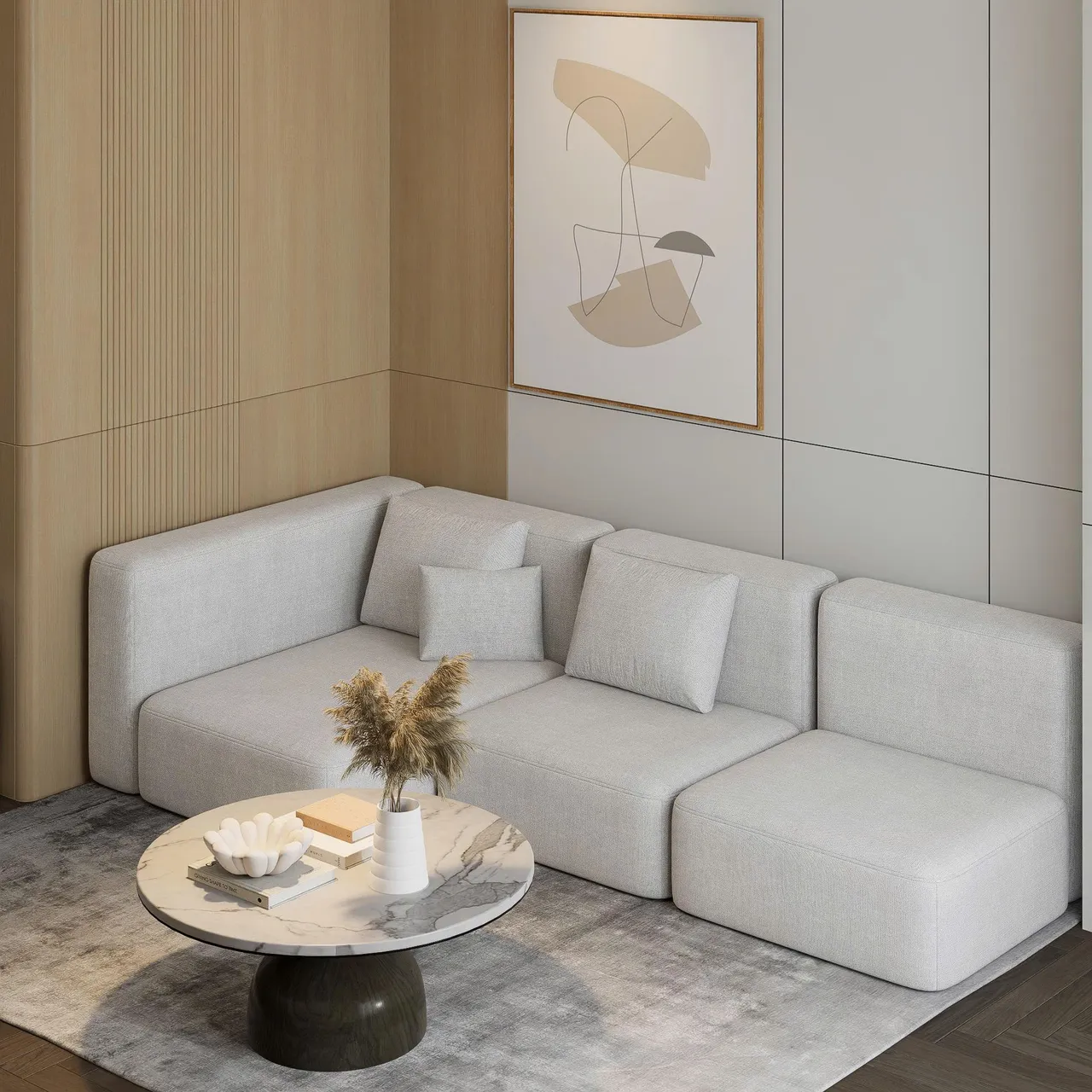 Căn 3PN Hiện đại — Lumière Evergreen toà A1 — phòng khách, thiết kế 3d