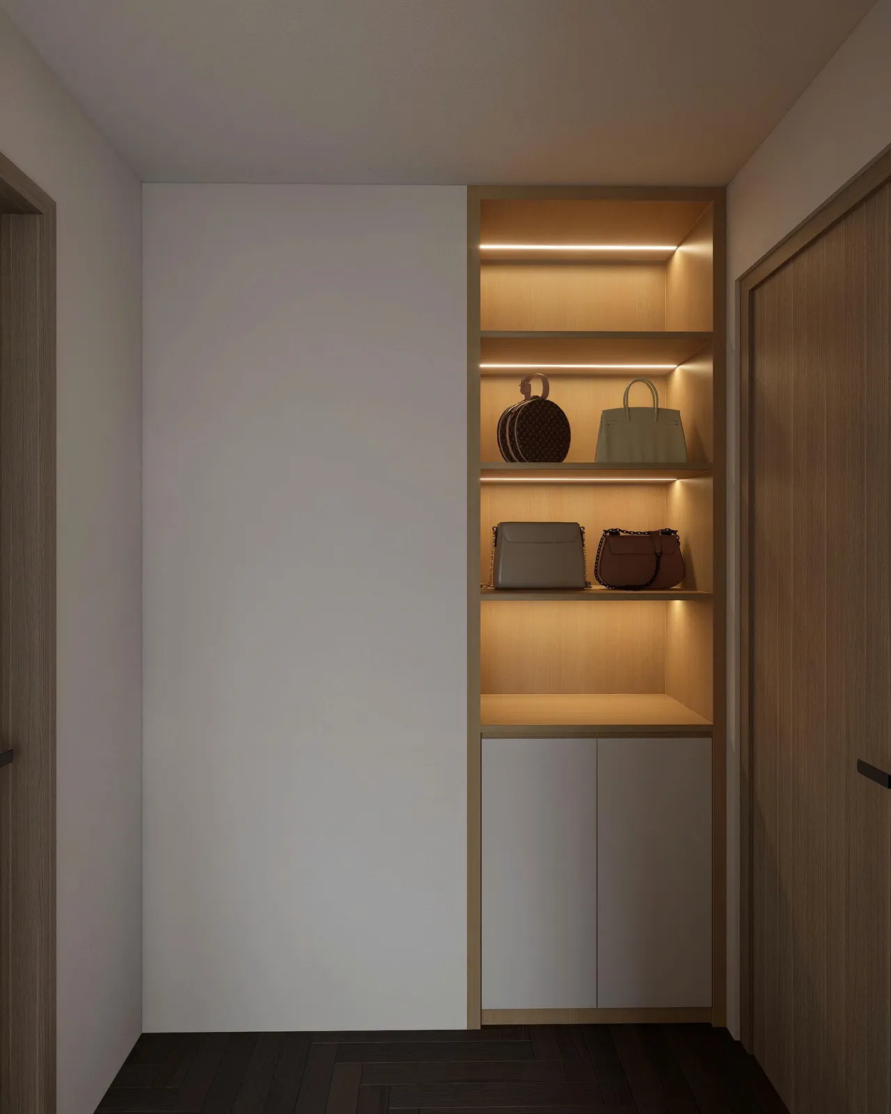 Căn 3PN Hiện đại — Lumière Evergreen toà A1 — phòng ngủ master, thiết kế 3d