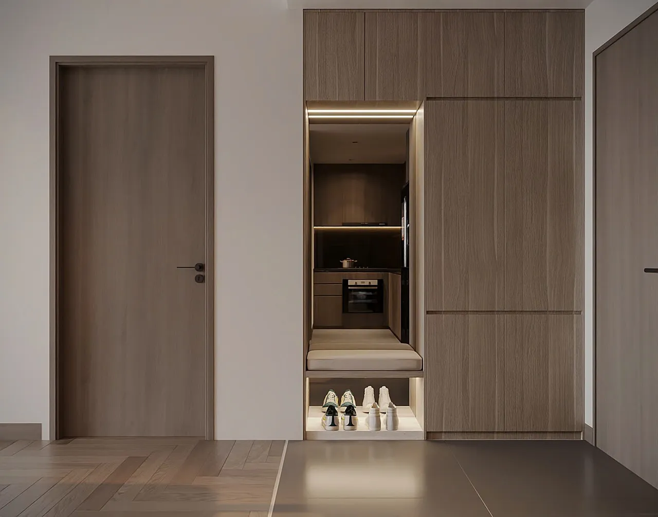 Căn 2PN Hiện đại — Lumière Evergreen toà A2 — sảnh – lối vào, thiết kế 3d