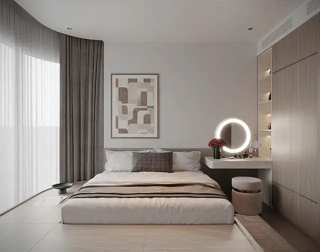 Phòng ngủ master — Căn 2PN Hiện đại — Lumière Evergreen toà A2