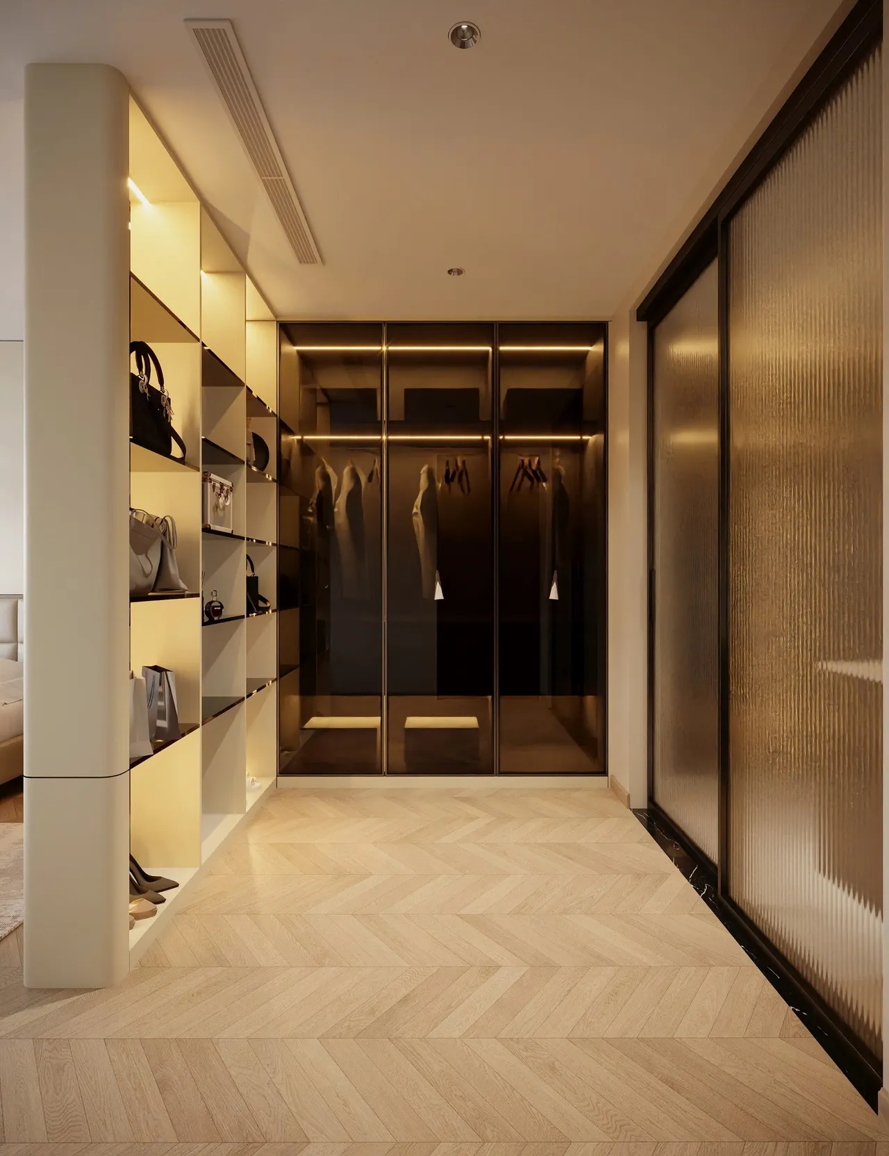 Căn 3PN Hiện đại — Lumière Evergreen toà A2 — phòng ngủ master, thiết kế 3d