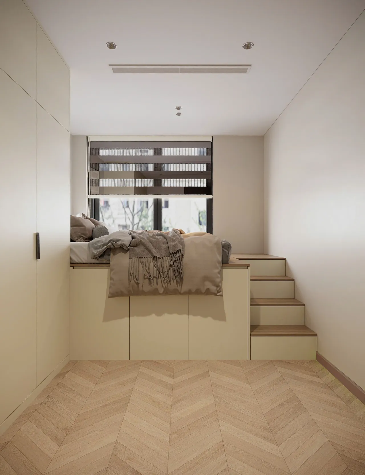 Căn 3PN Hiện đại — Lumière Evergreen toà A2 — phòng ngủ 2, thiết kế 3d