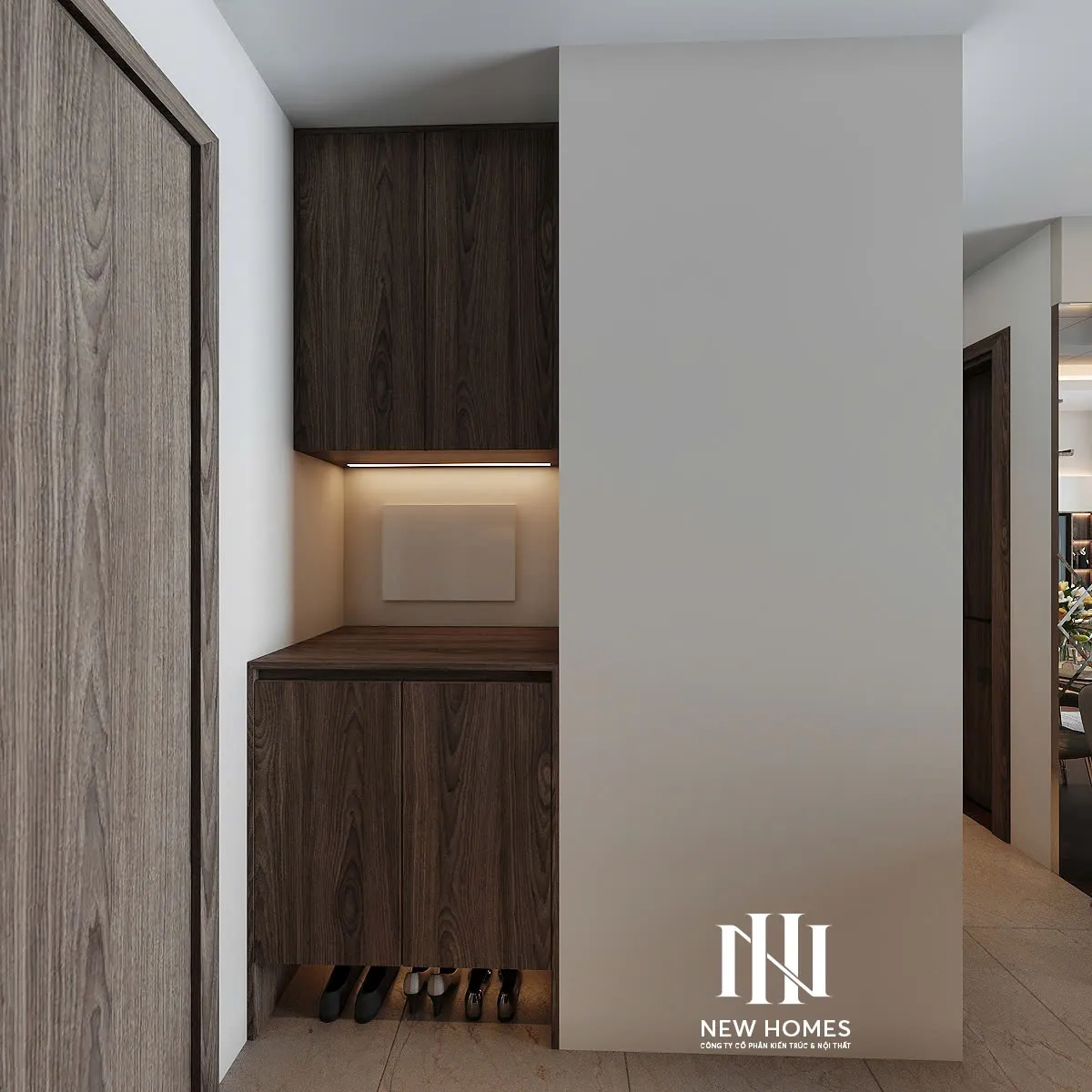 Căn 2PN Hiện đại — Lumière Evergreen toà A3 — sảnh – lối vào, thiết kế 3d