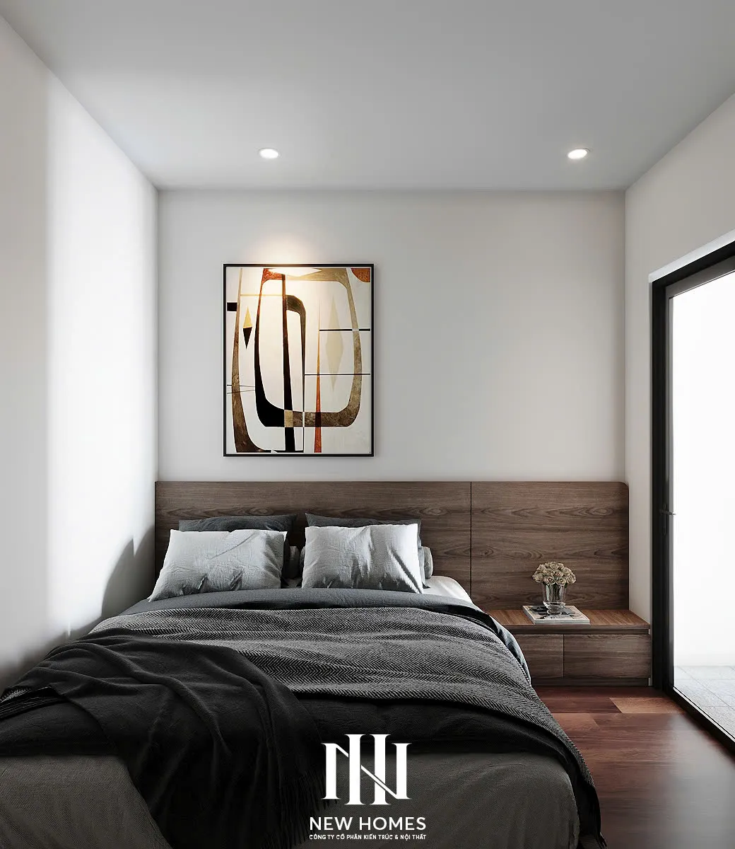 Căn 2PN Hiện đại — Lumière Evergreen toà A3 — phòng ngủ 2, thiết kế 3d