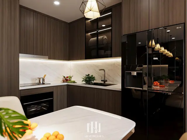 Bếp – phòng ăn — Căn 2PN Hiện đại — Lumière Evergreen toà A3