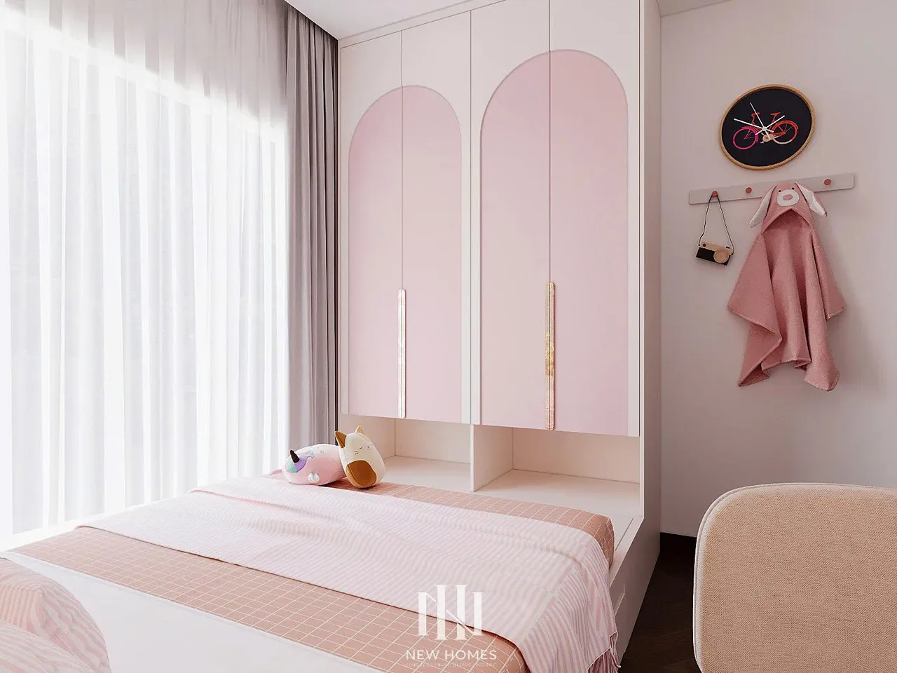 Căn 2PN Hiện đại — Lumière Evergreen toà A3 — phòng ngủ 2, thiết kế 3d