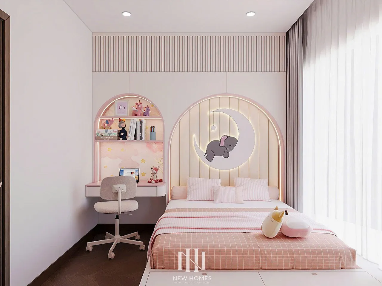 Căn 2PN Hiện đại — Lumière Evergreen toà A3 — phòng ngủ 2, thiết kế 3d