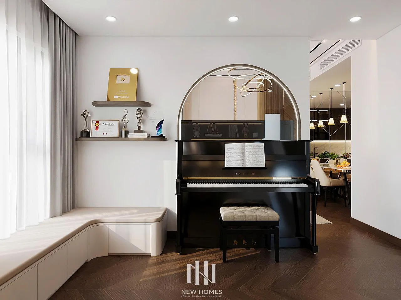 Căn 2PN Hiện đại — Lumière Evergreen toà A3 — phòng làm việc – đa năng, thiết kế 3d