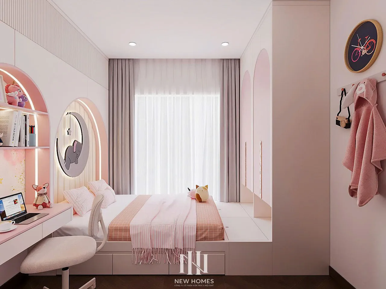 Căn 2PN Hiện đại — Lumière Evergreen toà A3 — phòng ngủ 2, thiết kế 3d