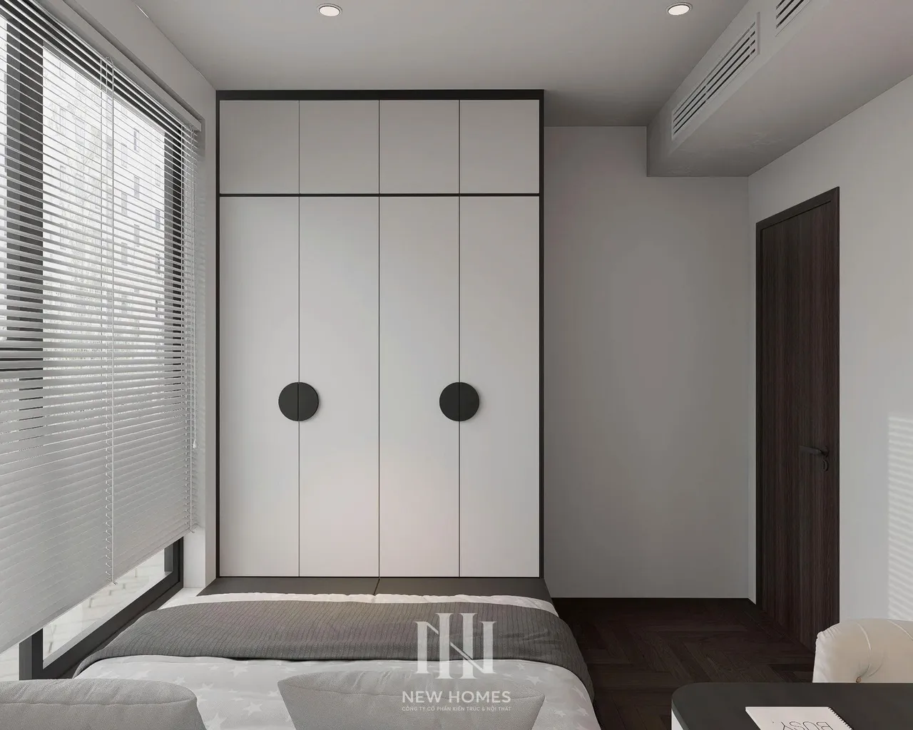 Căn 3PN Hiện đại — Lumière Evergreen toà A3 — phòng ngủ 2, thiết kế 3d