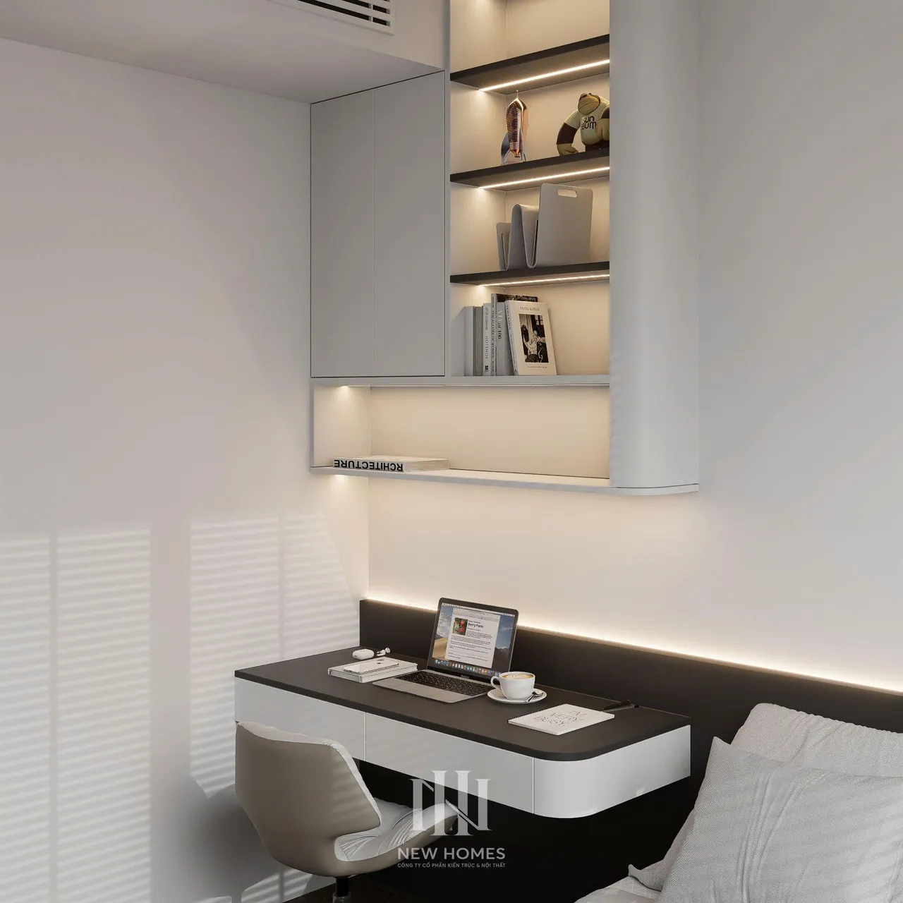 Căn 3PN Hiện đại — Lumière Evergreen toà A3 — phòng ngủ 3, thiết kế 3d