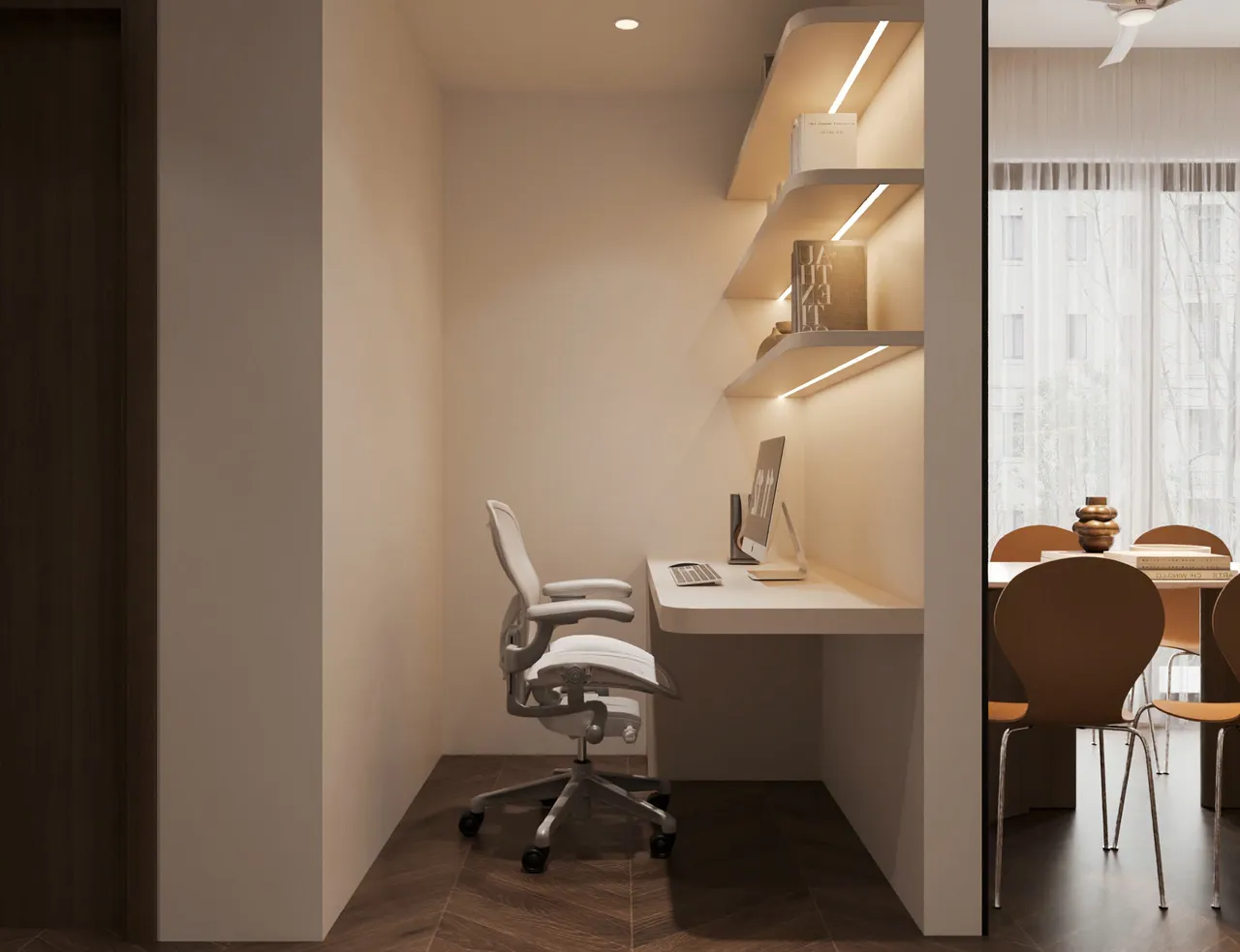 Căn 2PN+ Hiện đại — Lumière Evergreen toà A3 — phòng làm việc – đa năng, thiết kế 3d