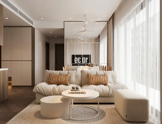 Phòng khách — Căn 2PN+ Hiện đại — Lumière Evergreen toà A3