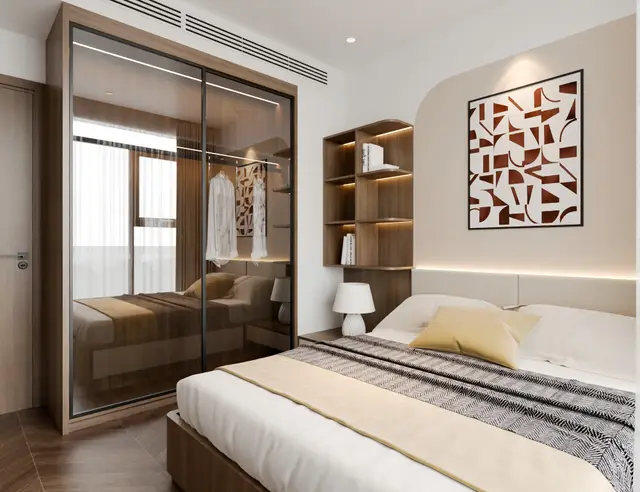 Phòng ngủ master — Căn 2PN+ Hiện đại — Lumière Evergreen toà A3