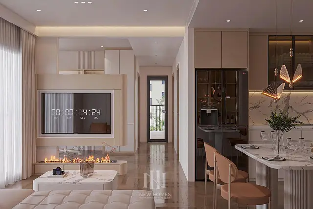 Phòng khách — Căn 2PN Hiện đại — Lumière Evergreen toà A3