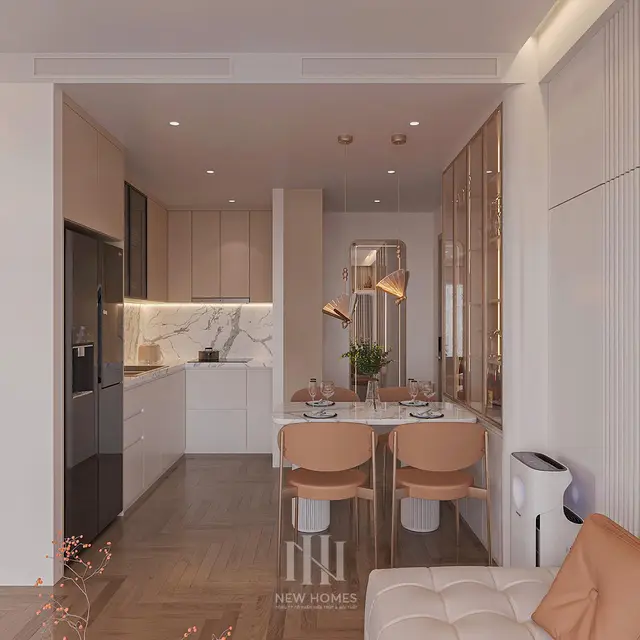 Bếp – phòng ăn — Căn 2PN Hiện đại — Lumière Evergreen toà A3
