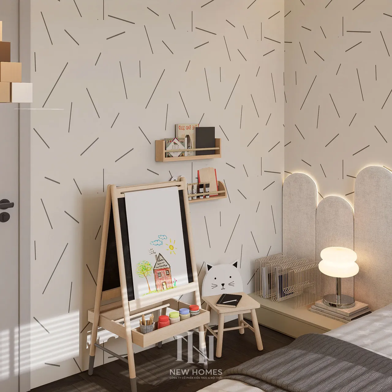 Căn 2PN Hiện đại — NC2 Cầu Bươu — phòng ngủ 2, thiết kế 3d